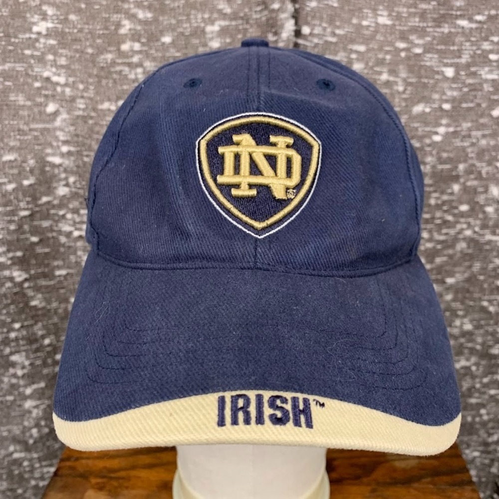Notre Dame Fighting Irish Adidas Hat Adjustable Strapback Blue Gold Mens Cap Hat